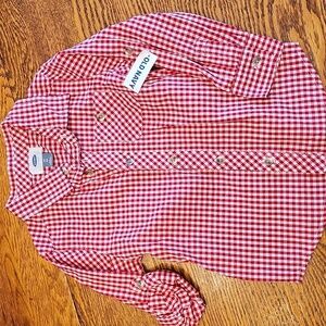 NWT Old Navy Button Up Shirt |‎ 4t, Red and white checkered